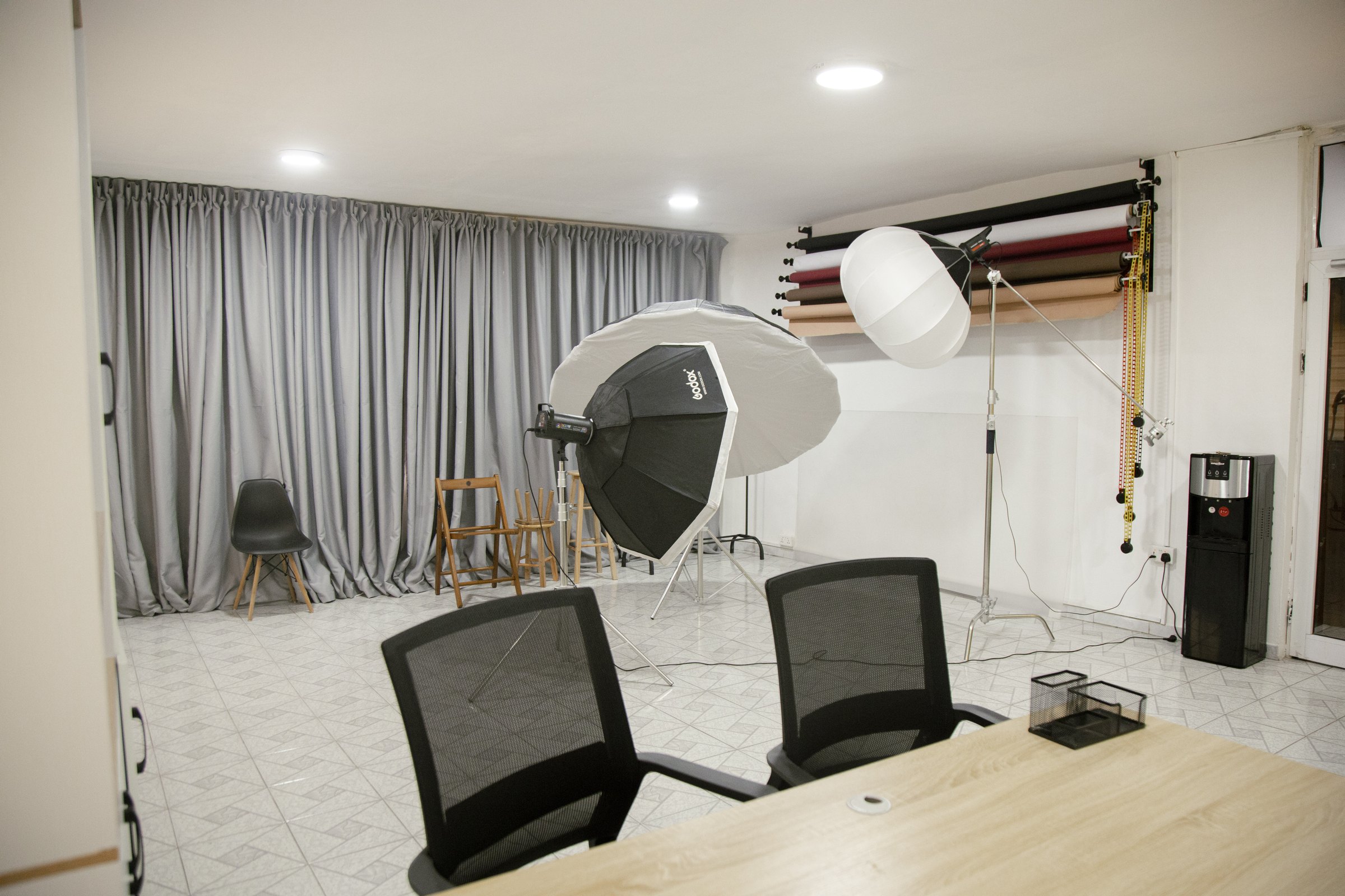 Professional photography equipment set up inside Smoove Studio